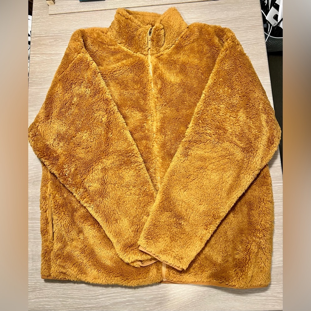 Orange fluffy Zip up Jacket